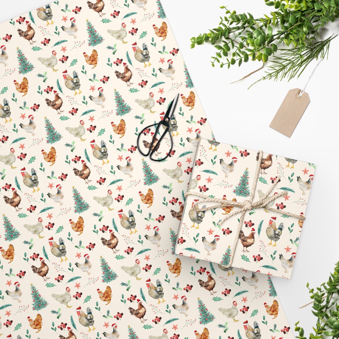 Christmas Chicken Wrapping Paper Etsy