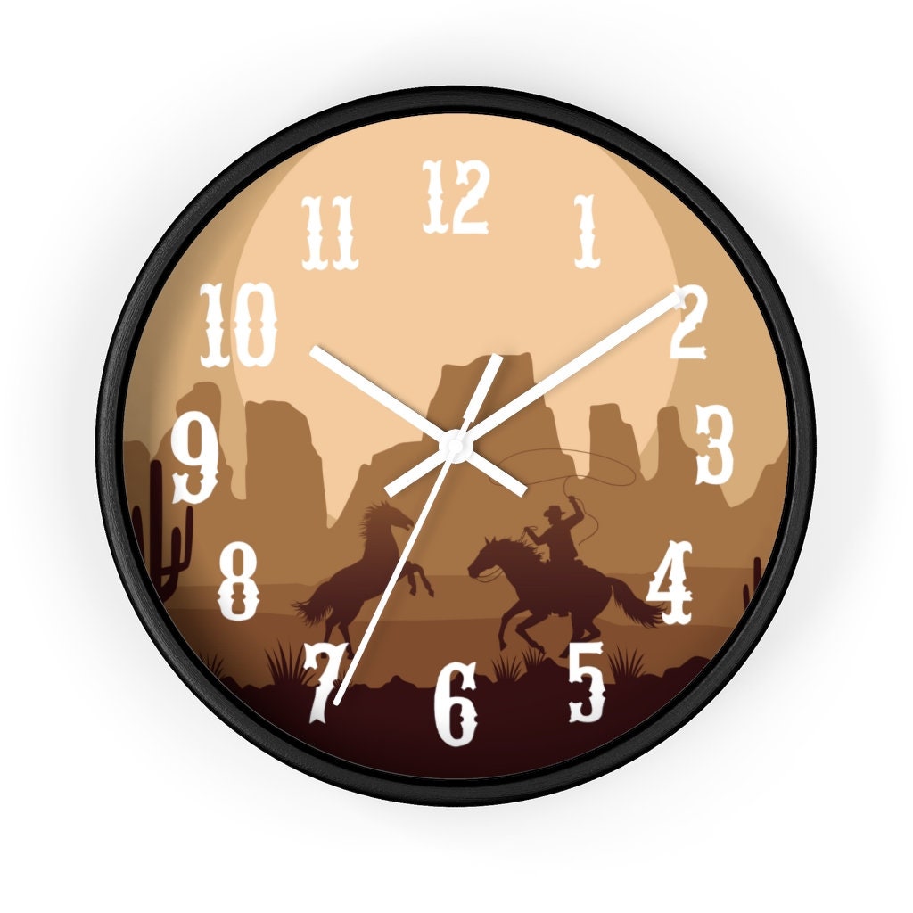 Western Wall clock - Office - Rustic - Wall Decor - Cowboy