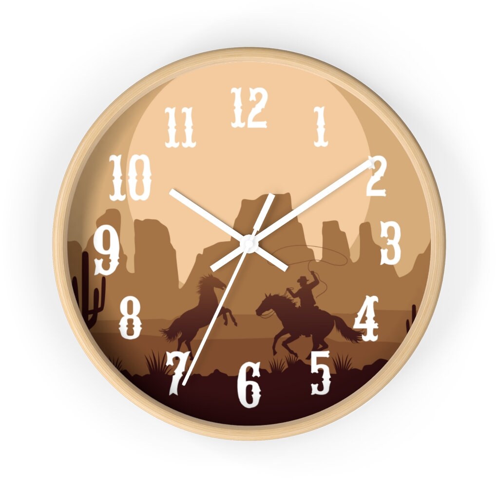 Western Wall clock - Office - Rustic - Wall Decor - Cowboy