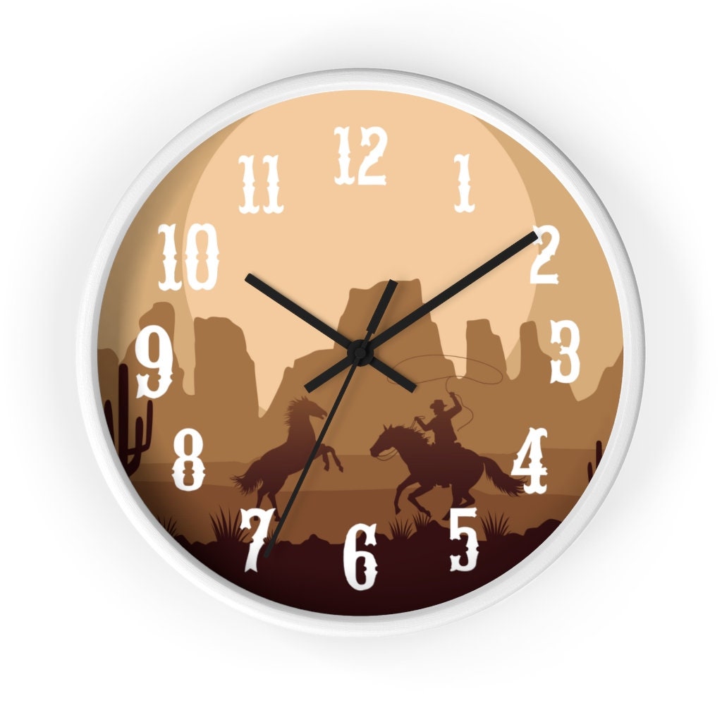 Western Wall clock - Office - Rustic - Wall Decor - Cowboy