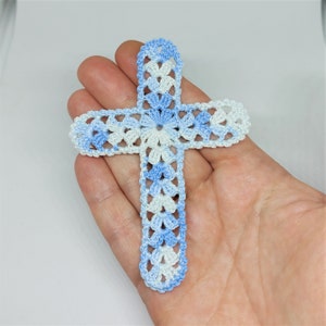 Crochet cross bookmark. Religious gifts. Easter, Baptism, Confirmation, Eucharist, Christenings. God&#39;s Eye crosses