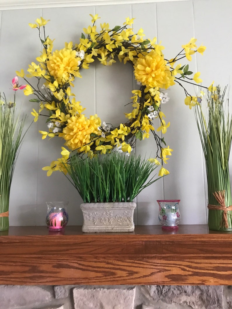 spring wreath yellow summer wreath for front door spring wreath for front door gift women forsythia wreath forsythia summer wreath