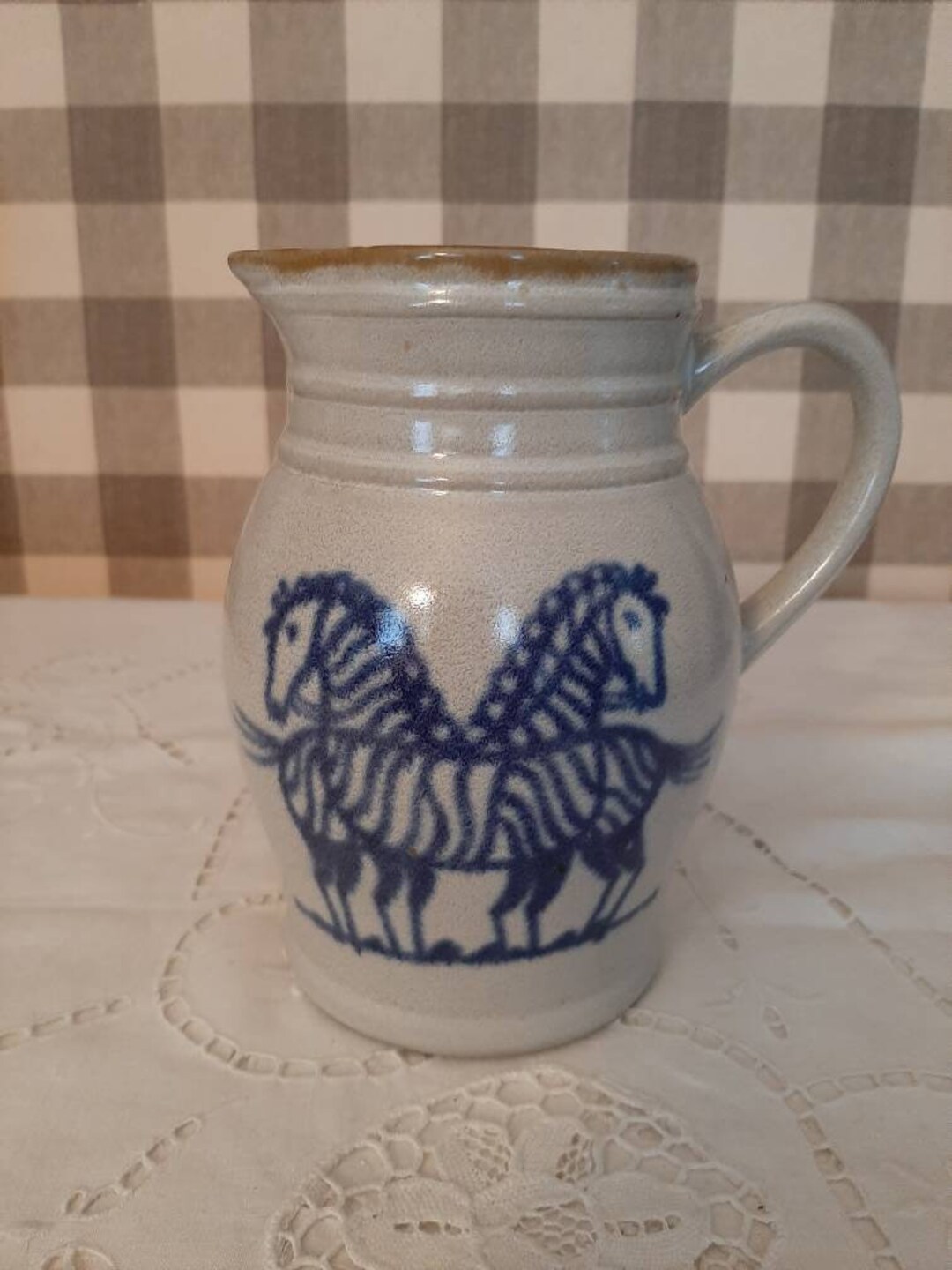 Pitcher Zebra Prestige Place Vintage Stoneware Zebra Pitcher Jug Museum of American ...