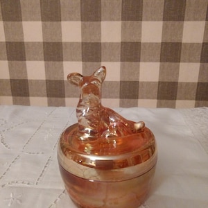 40&#39;s Carnival Glass Scottie Dog Powder Jar