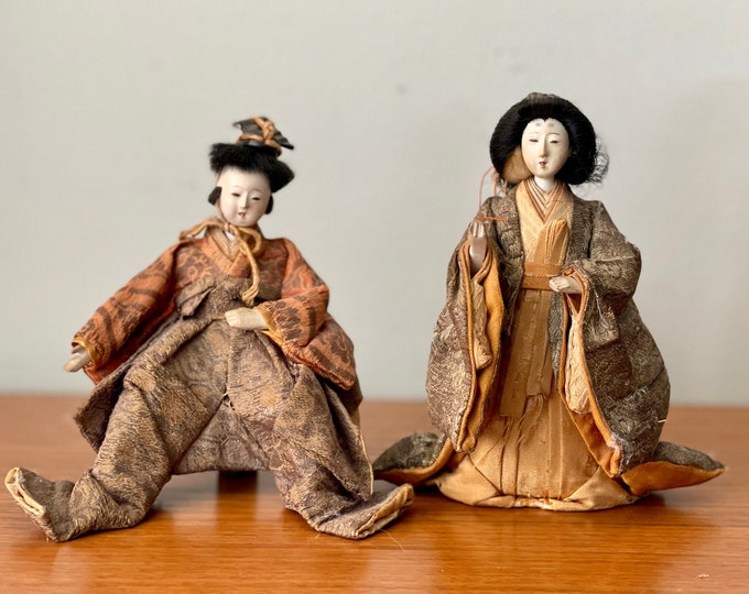 Pair of Antique Japanese Kabuki Dolls Etsy