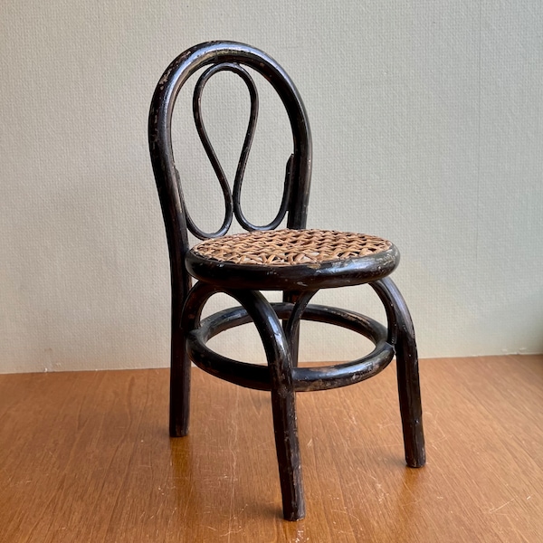 Antique Bentwood Doll Chair with Caned Seat