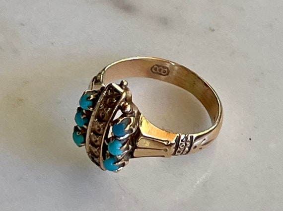 14k Victorian Baby Ring with Turquoise - image 7