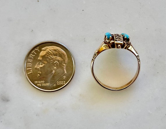 14k Victorian Baby Ring with Turquoise - image 3