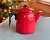 Vintage Chippy Red Enamel Coffee Pot