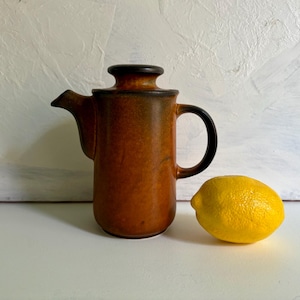 Mid Century Stoneware Teapot, Possibly Arabia Ruska coffee pot, designed by Ulla Procope for Arabia of Finland