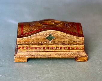 Beautiful Vintage Florentine Hinged Dresser Box