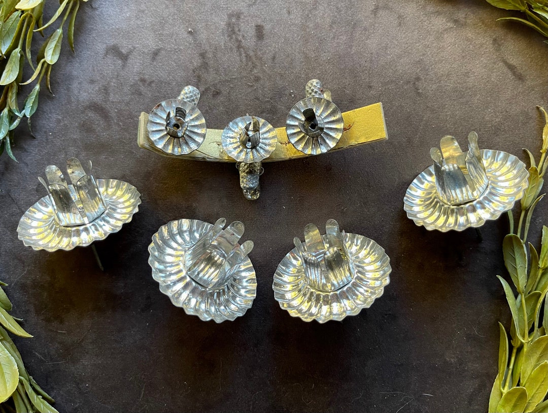 Vintage Tin Christmas Tree Candle Holders Etsy