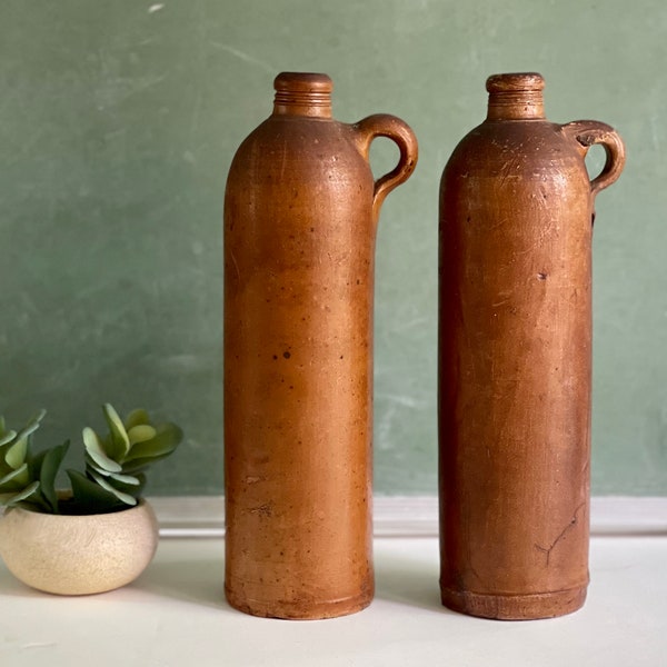 Two German 1800’s Stoneware Mineral Water Bottles