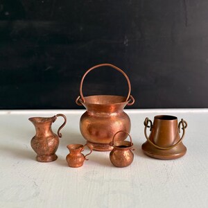 Lot of Miniature Copper Pitchers and Pots