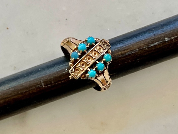 14k Victorian Baby Ring with Turquoise - image 1