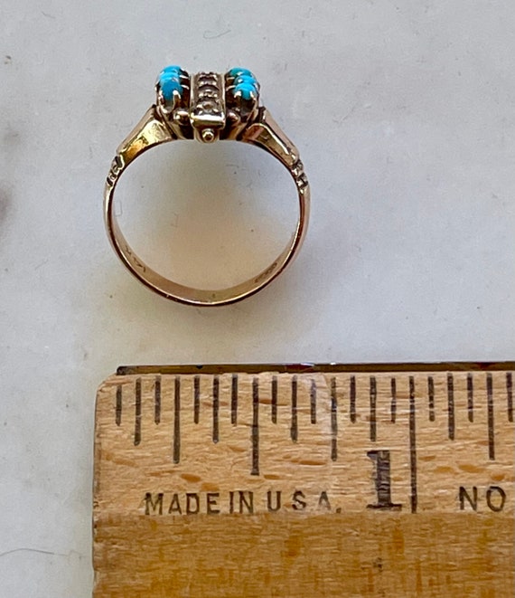 14k Victorian Baby Ring with Turquoise - image 4