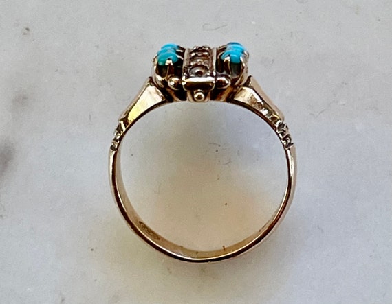 14k Victorian Baby Ring with Turquoise - image 5