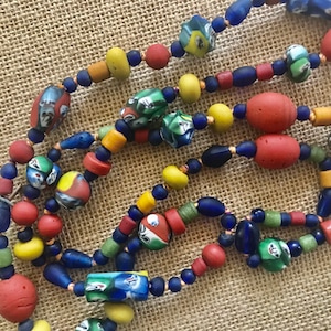 1980’s Marc Labat Glass Bead Long Necklace Made in Paris