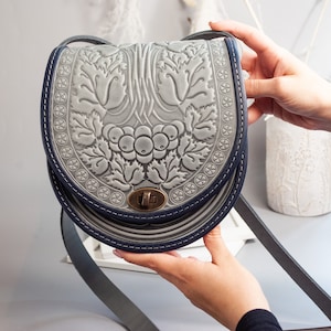 Genuine Leather Bag, Crossbody Bag, Handbag Embossed leather Messenger, Bag For Woman, Capacious Purse Ladies Boho Style