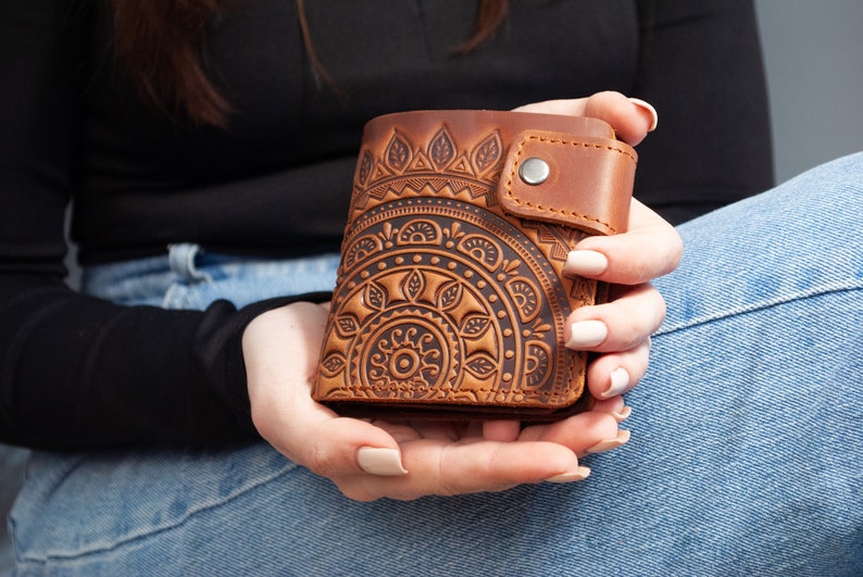 Sun Hippie Wallet, Handmade Wallet for Men, Men's leather wallet, Men's wallet, Leather Wallet, Unisex Wallet, Boho Wallet image 1