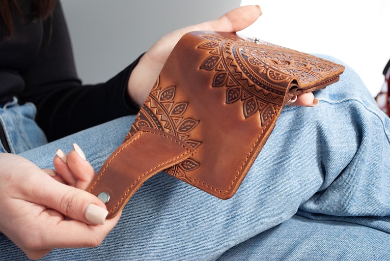 Sun Hippie Wallet, Handmade Wallet for Men, Men's leather wallet, Men's wallet, Leather Wallet, Unisex Wallet, Boho Wallet image 10