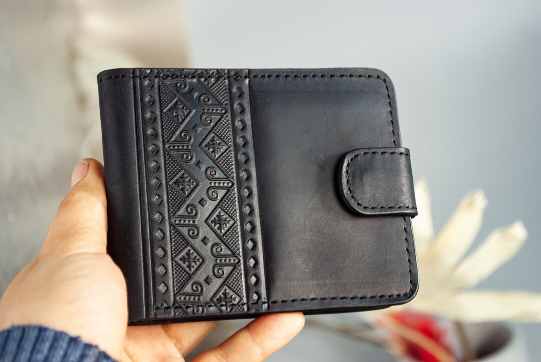 Black Leather Boho Wallet, Mens Wallet, Groomsmen Wallet, Leather ...
