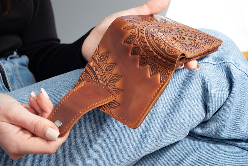 Sun Hippie Wallet, Handmade Wallet for Men, Men's leather wallet, Men's wallet, Leather Wallet, Unisex Wallet, Boho Wallet image 9
