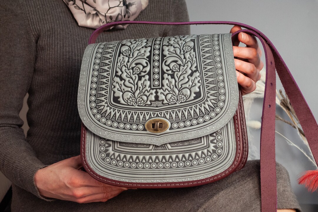 Handbag Embossed Leather Messenger, Bag for Woman, Capacious Purse ...