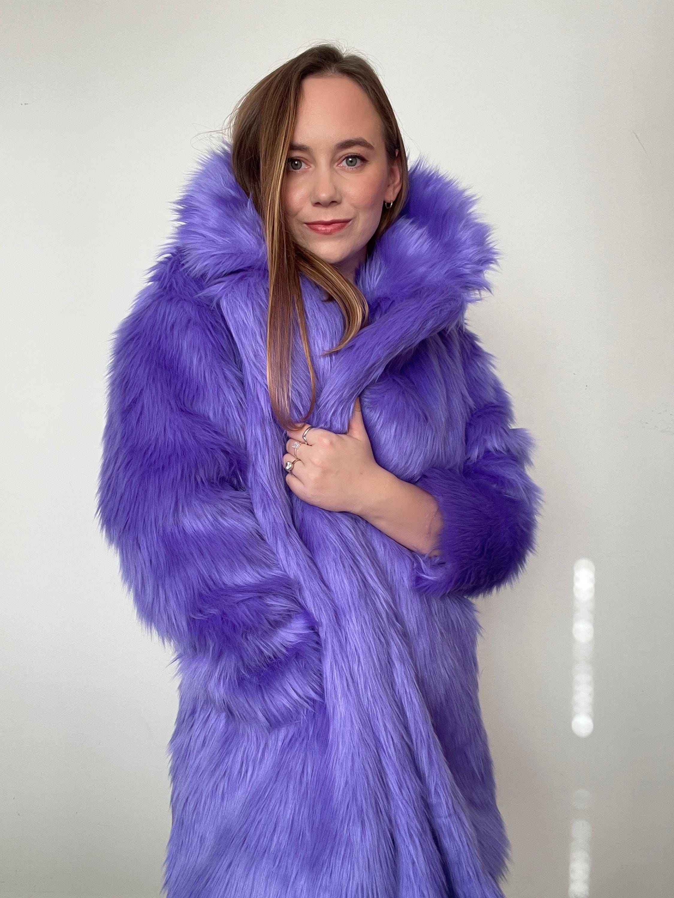 ジャケット・アウター Fake Fur Big Jacket josemoon Lavender Faux Fur Coat, Fluffy Oversized Jacket With Large Collar