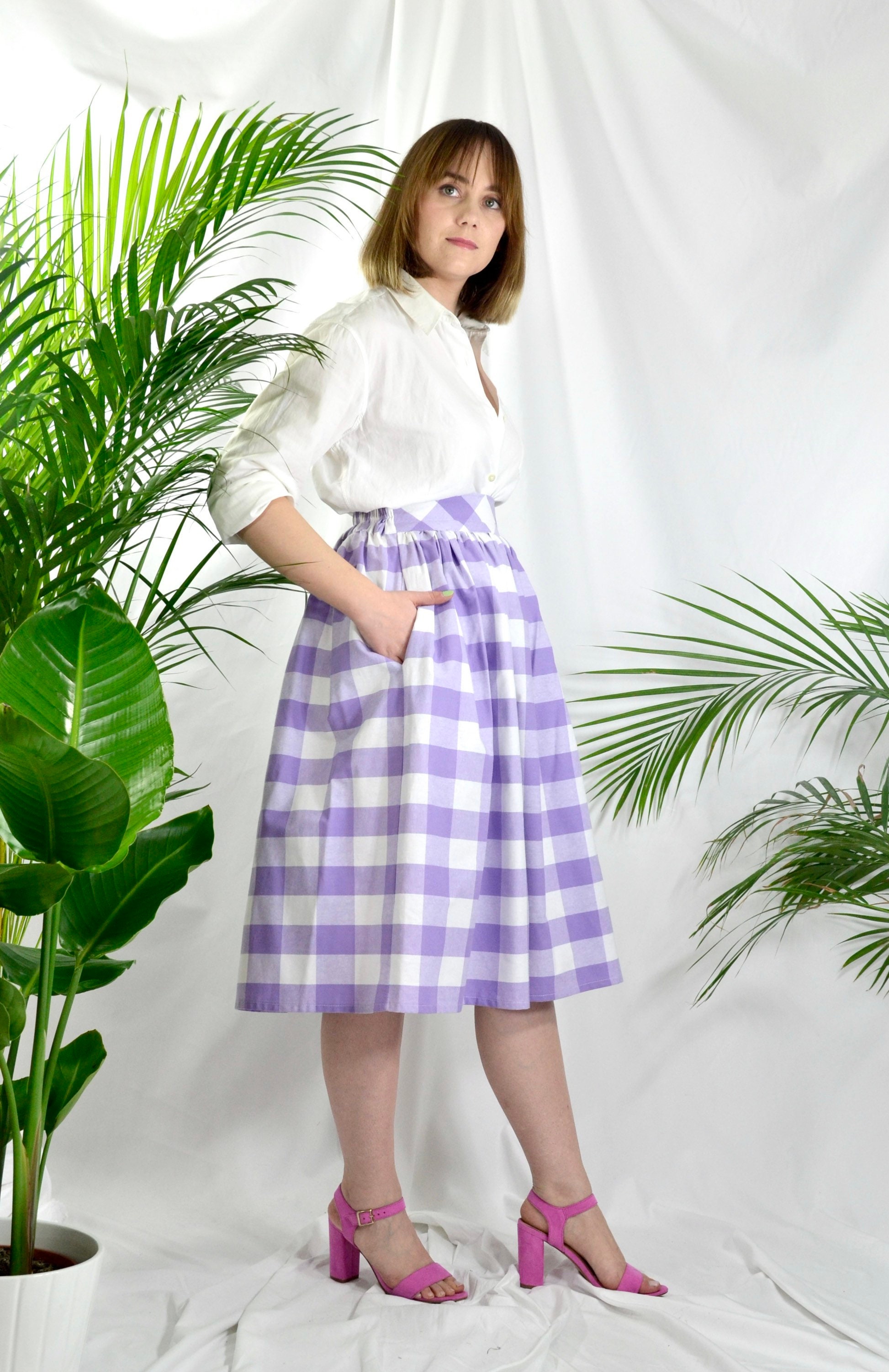 Purple Gingham Skirt Etsy Canada