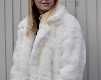 white faux coat