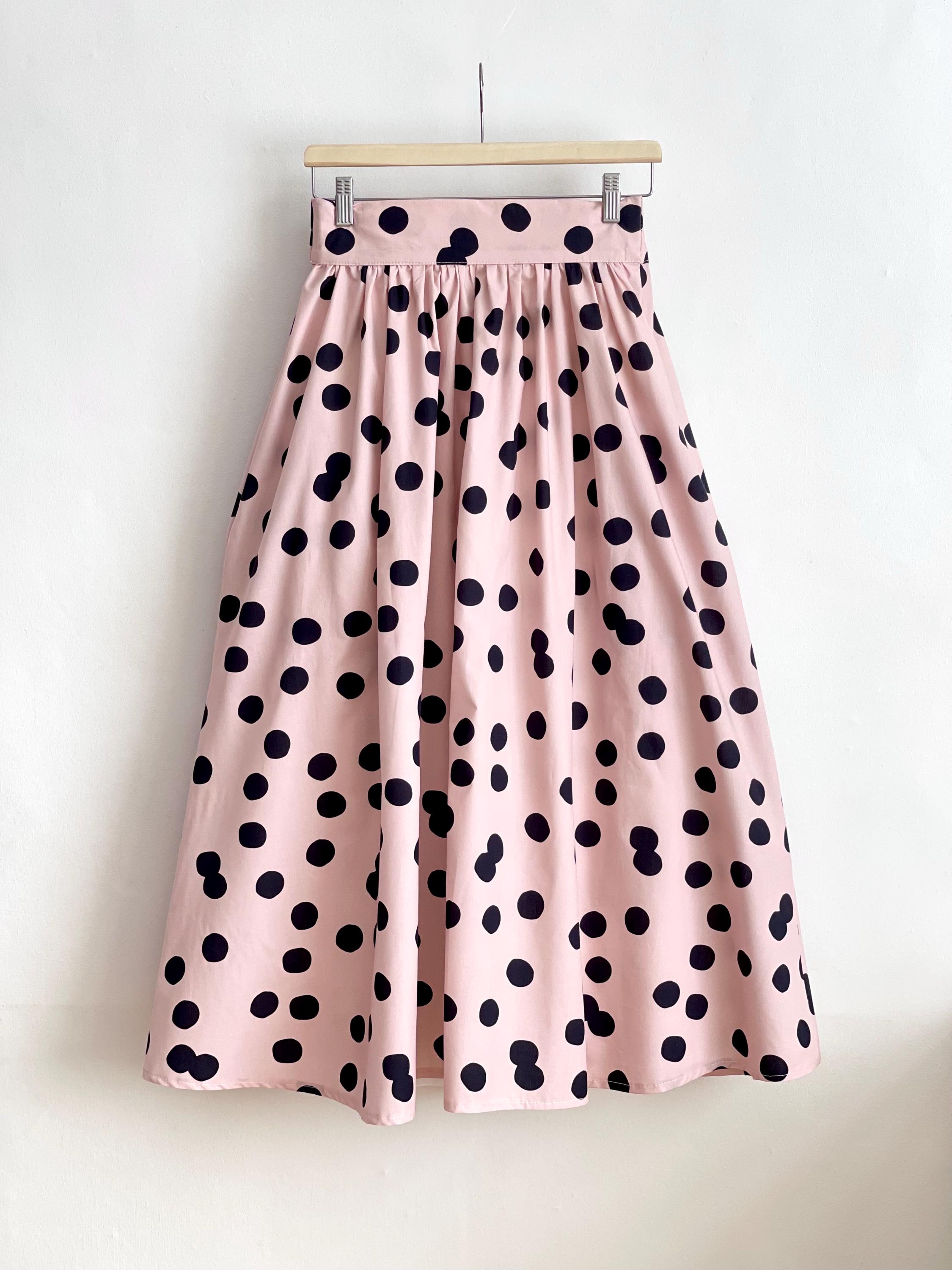 Handmade Pink Polka Dot Cotton Skirt: Vintage Midi Skirt - Etsy