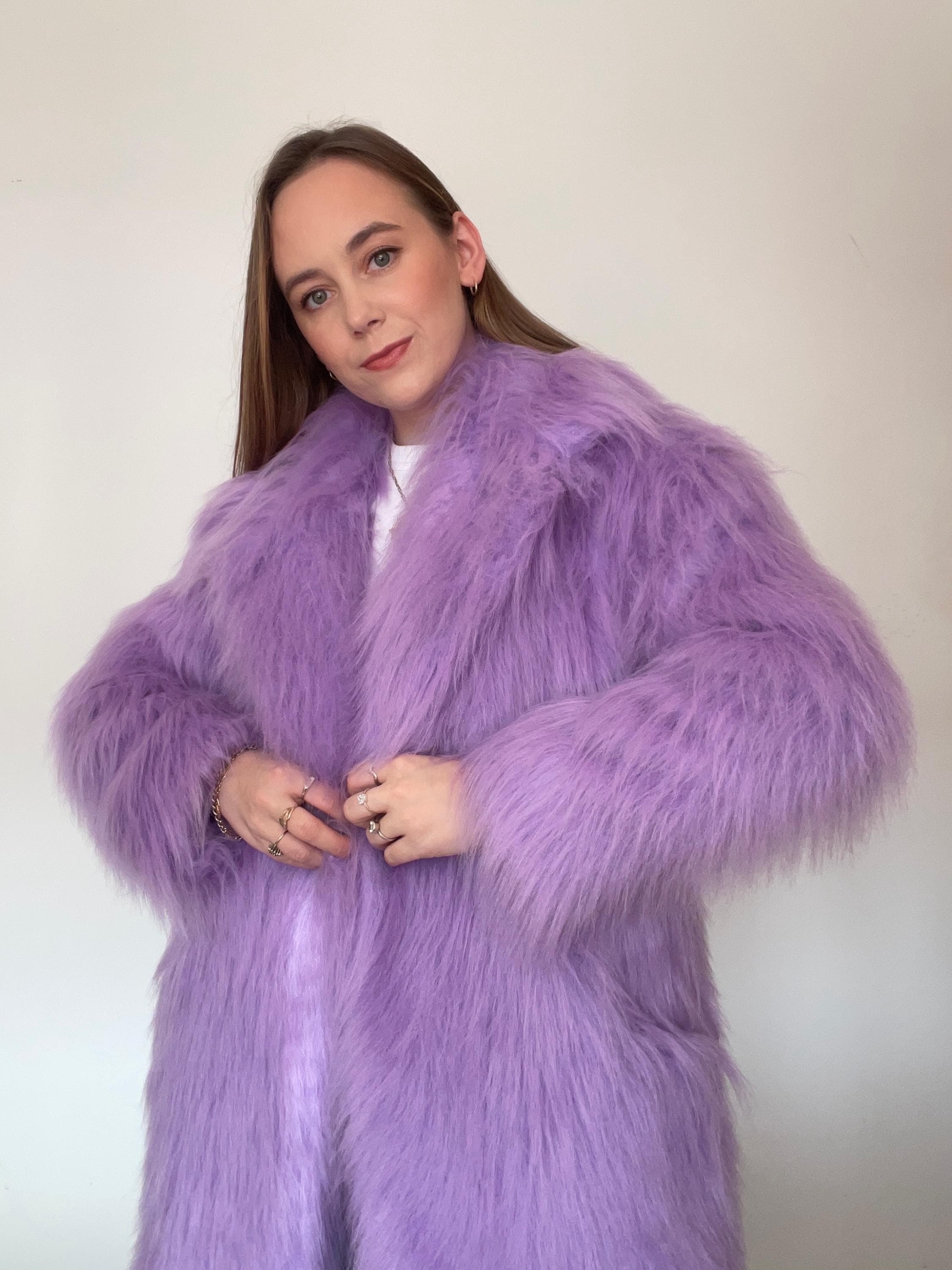 Lilac, Light Purple, Lavender Fur Coat, Fluffy Jacket, Furry, 100