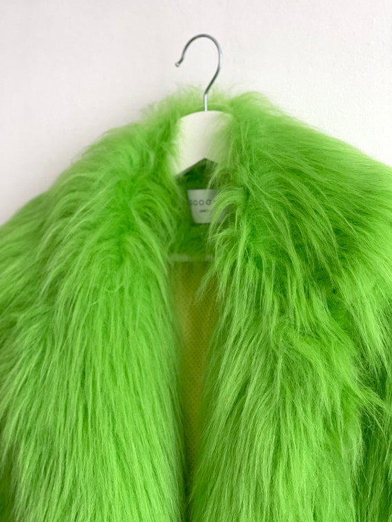 Lime Green Shaggy Fur Coat Fluffy Jacket Furry 100% - Etsy