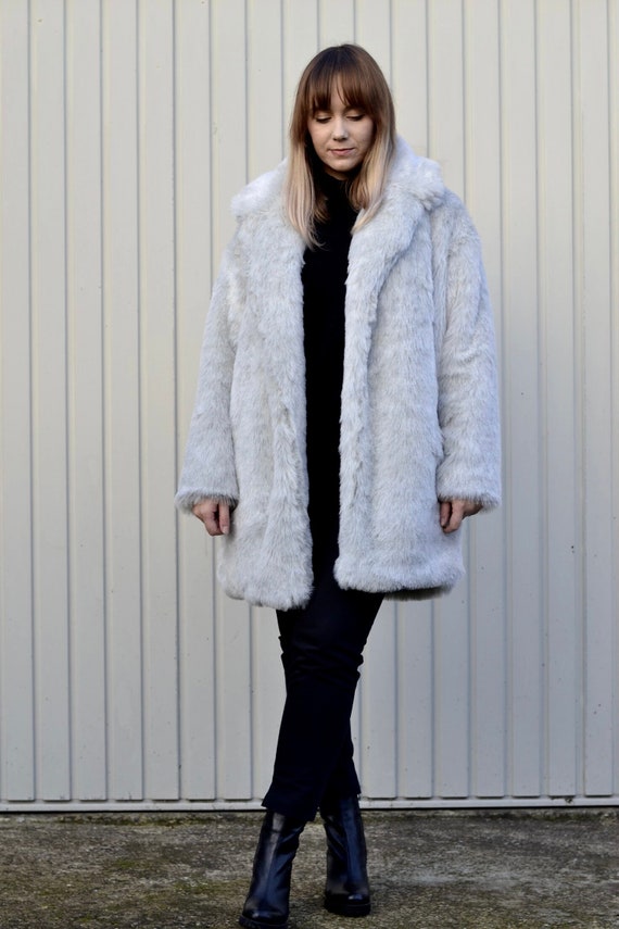 light grey fur coat