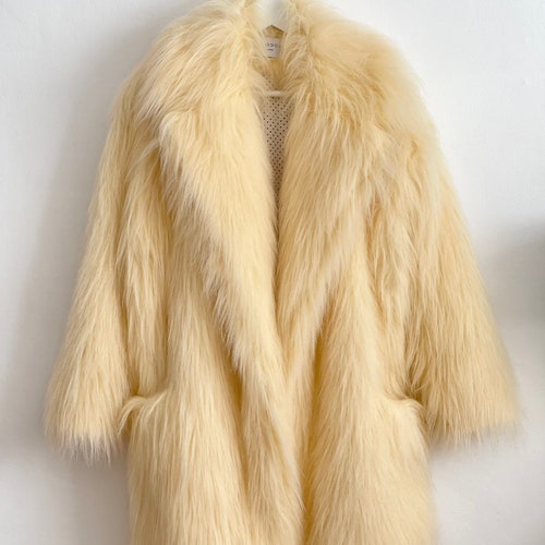 Lime Green Shaggy Fur Coat Fluffy Jacket Furry 100 Etsy