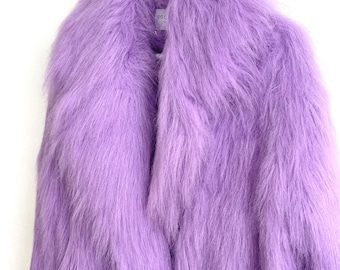 Lilac, Light Purple, Lavender fur coat, fluffy jacket, furry, 100% polyester, vegan, fake fur, oversize coat.