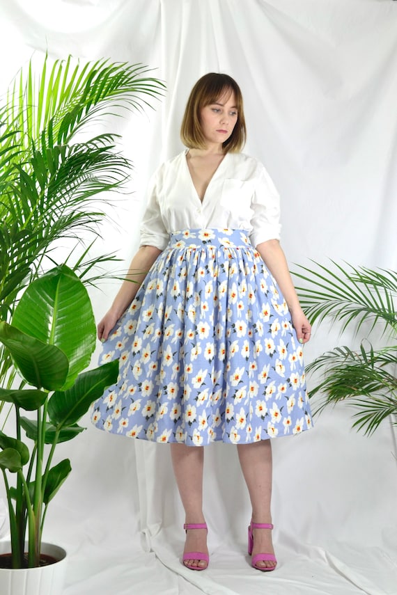 Light blue top floral skirt