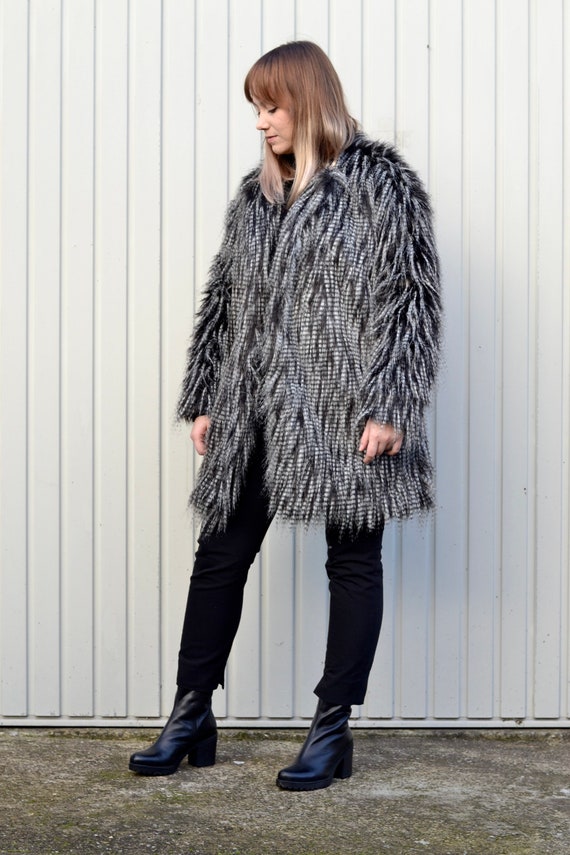 grey shaggy jacket
