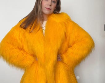 Lavender Faux Fur Coat, Fluffy Oversized Jacket With Large Collar