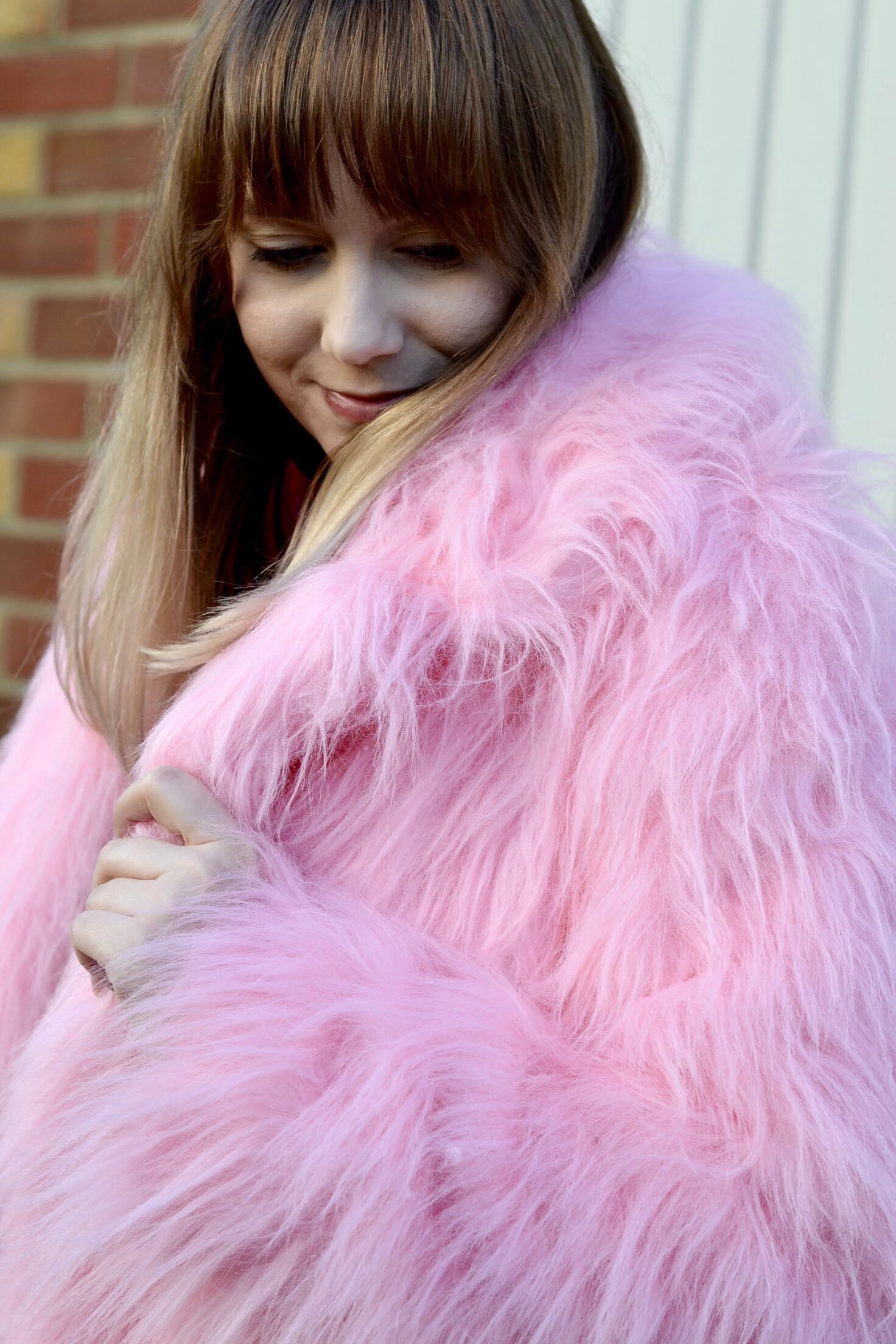 Baby Pink Shaggy Fur Coat Fluffy Jacket Furry 100 Etsy