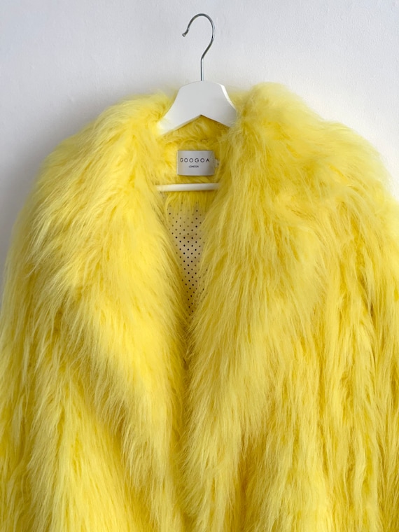 Yellow Shaggy Fur, Lemon Fur Coat, Fluffy Jacket, Furry, 100