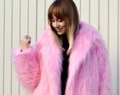 Baby Pink Shaggy Fur Coat, Fluffy Jacket, Furry, 100