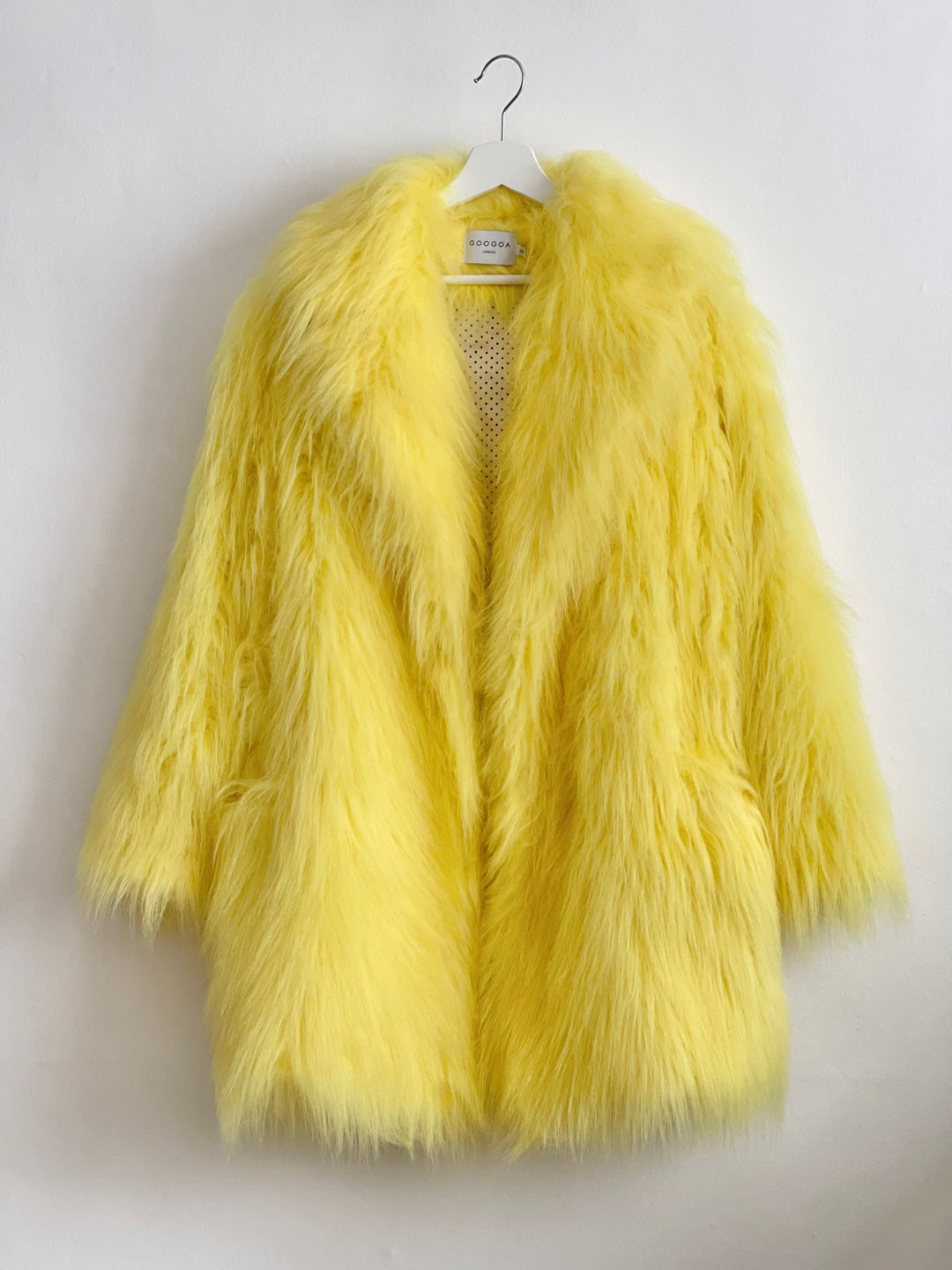 Yellow Shaggy Fur, Lemon Fur Coat, Fluffy Jacket, Furry, 100% Polyester ...