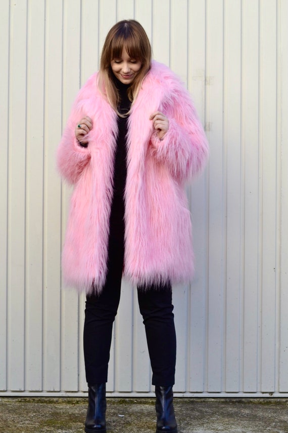 Lime Green Shaggy Fur Coat, Fluffy Jacket, Furry, 100 Lime Green Shaggy Fur Coat, Fluffy Jacket, Furry, 100