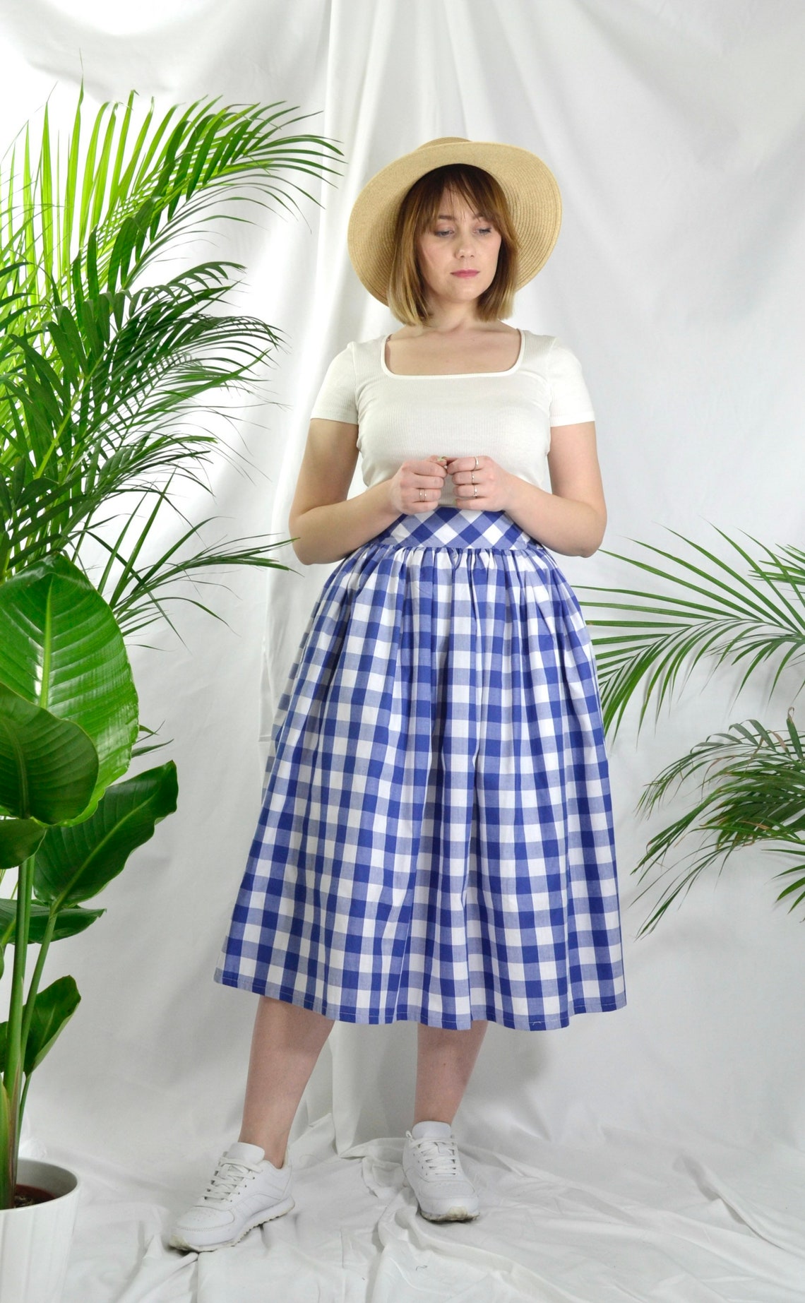 KatieJ Katrina Skirt, Baby Blue Gingham main image 0