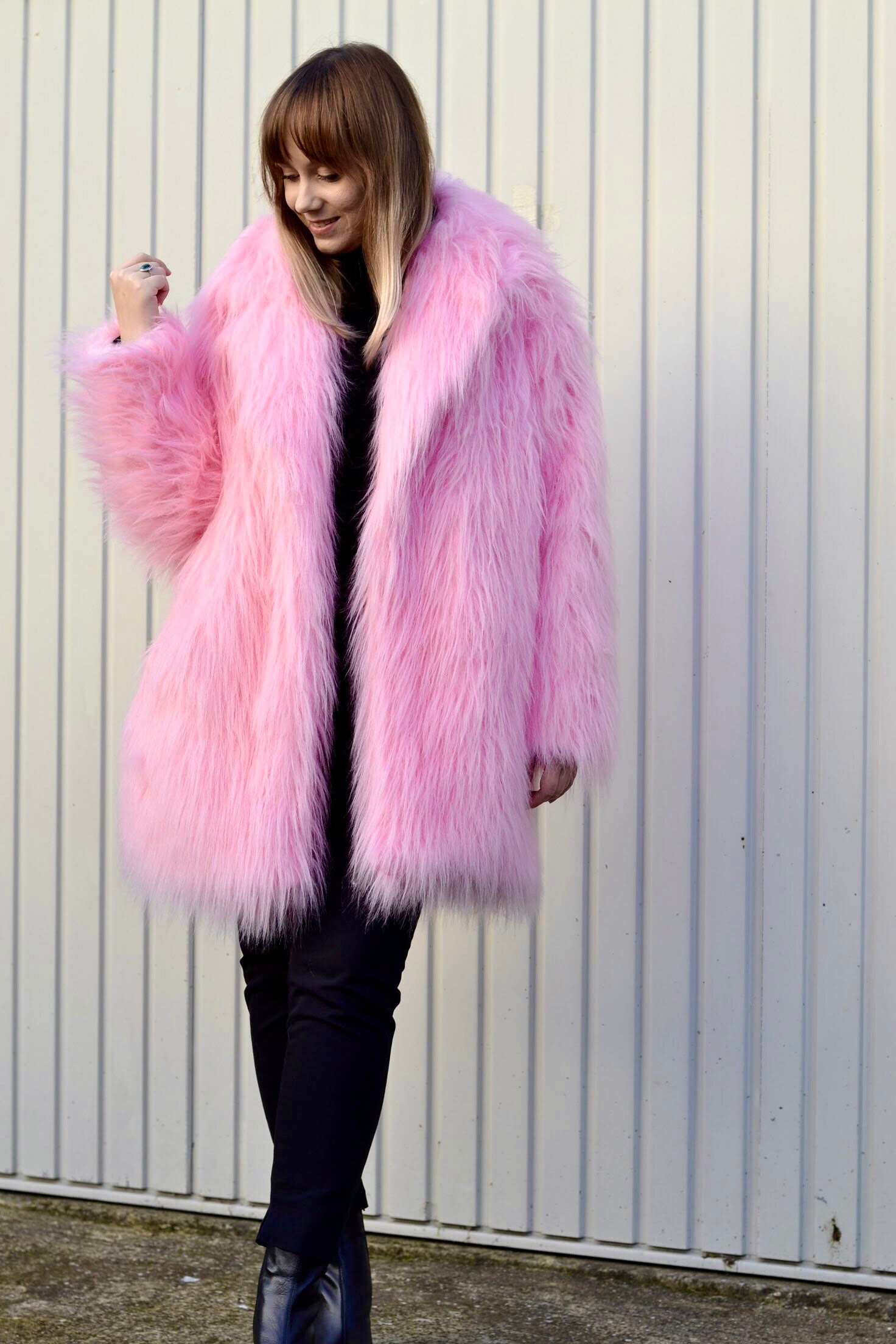 Baby Pink Shaggy Fur Coat Fluffy Jacket Furry 100 Etsy