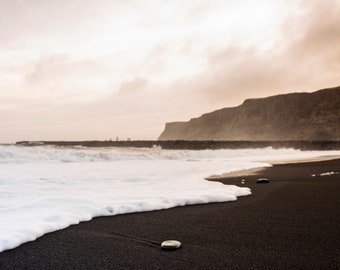The Black Beach at Sunset