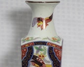 Japanese Imari Vase, Signed, Decorated with Golden Pheasants and Old Trees, Other Flora and Gold Trim, Ceramic Vase Made in Japan