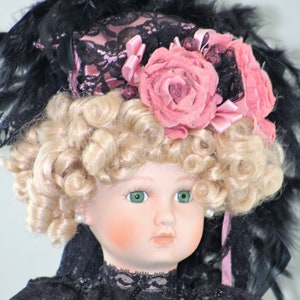 Handmade Victorian Doll 32&quot;, Angela, Elsie Massey Collection Limited Edition, Signed Collector&#39;s Porcelain Doll with Flowing Lace Dress, COA